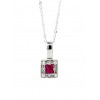 Colgante de oro blanco con diamantes y rubi