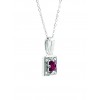 Colgante de oro blanco con diamantes y rubi