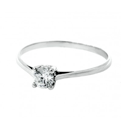 Solitario de oro blanco compromiso con zirconita