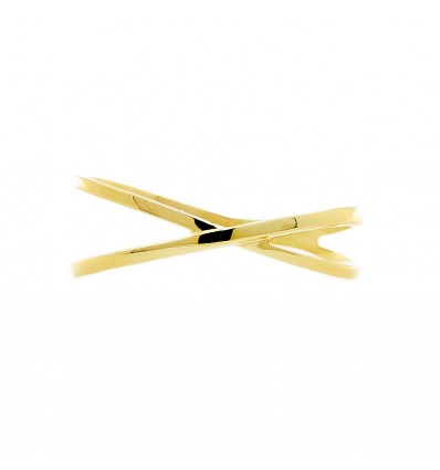 Sortija de oro amarillo cruzada