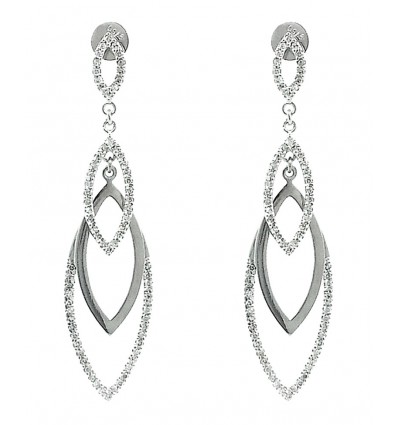 pendientes largos de oro blanco con diamantes