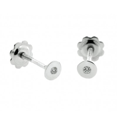 Pendientes oro blanco y diamantes niña