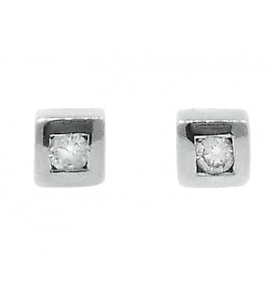 Pendientes de oro blanco (18K) con diamante