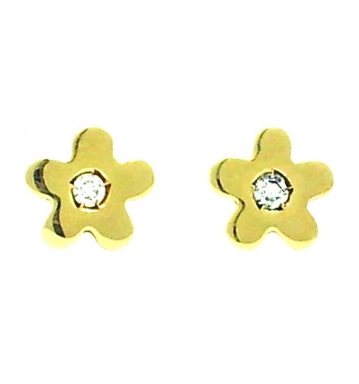 Pendientes niña diamante flor