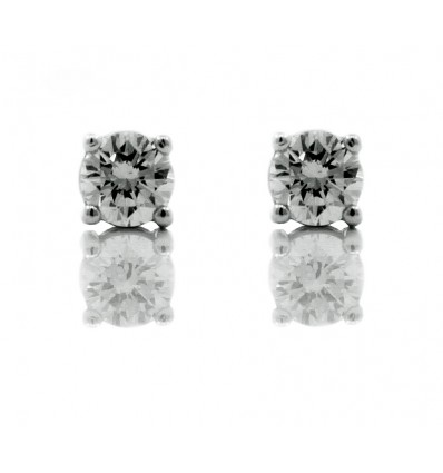 PENDIENTES DE ORO BLANCO CON DOS DIAMANTES ENGASTADOS EN CUATRO GARRAS.