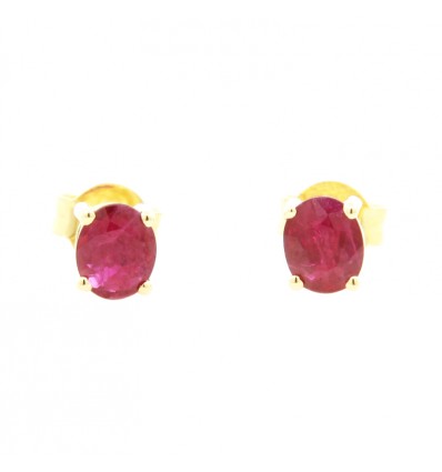 Pendientes de oro 18K con rubíes naturales