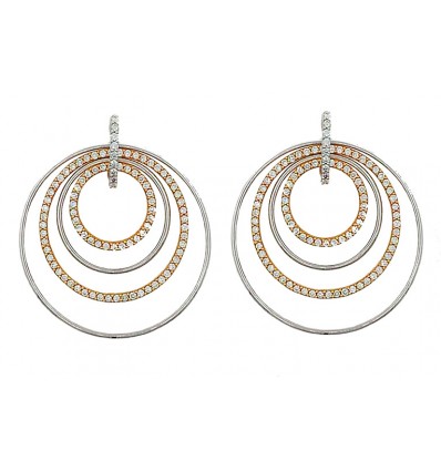 Pendientes de oro blanco y oro rosa (18K) con diamante