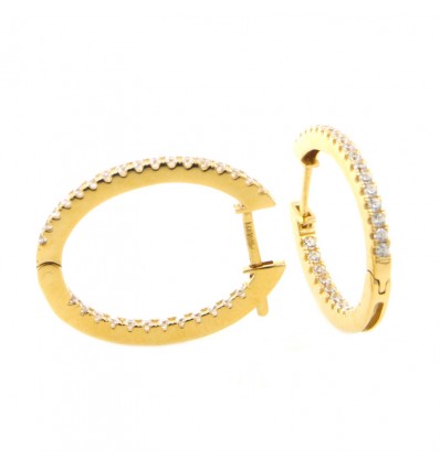 Pendientes de aro de oro 18K con circonitas